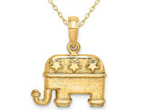Republican Elephant Charm Pendant Necklace in 14K Yellow Gold with Chain